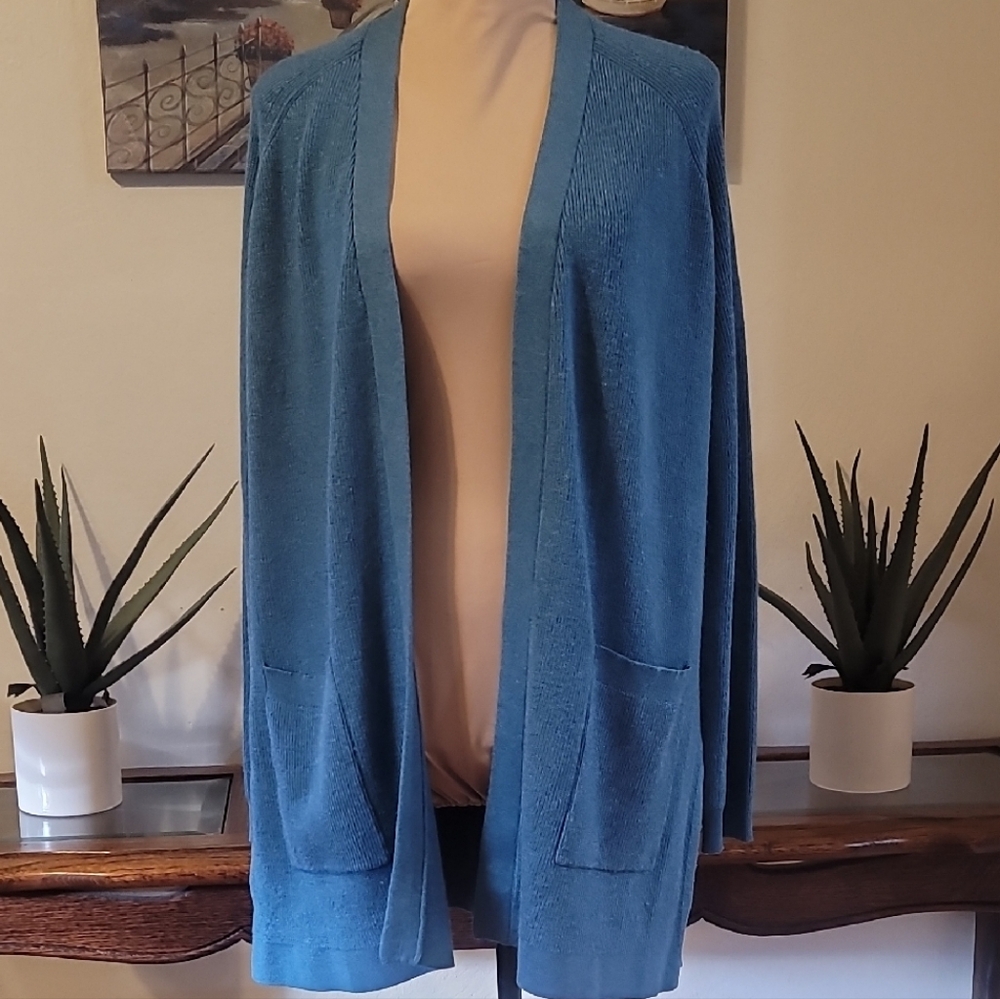 Cyrus Teal Open Front Cardigan